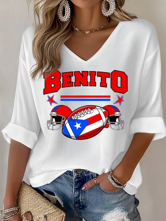 Women's Bunny Football Music Lover print T-shirt