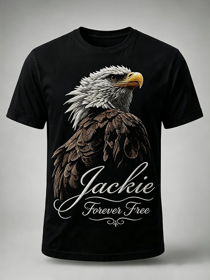 Men'S Casual Bald Eagle "Jackie" Print T-Shirt