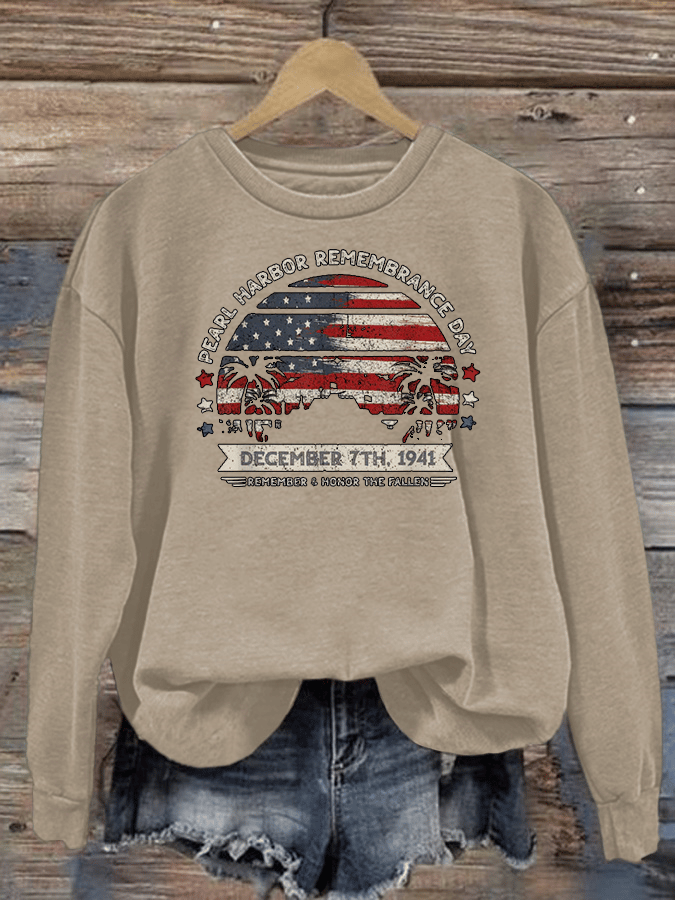 🔥Buy 3 Get 15% Off Women's Pearl Harbor Memorial Day Hawaii USA Flag Day of Infamy Sweatshirt