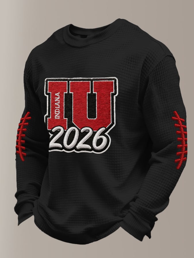 Men's Retro Football Print Casual Long-Sleeved Top
