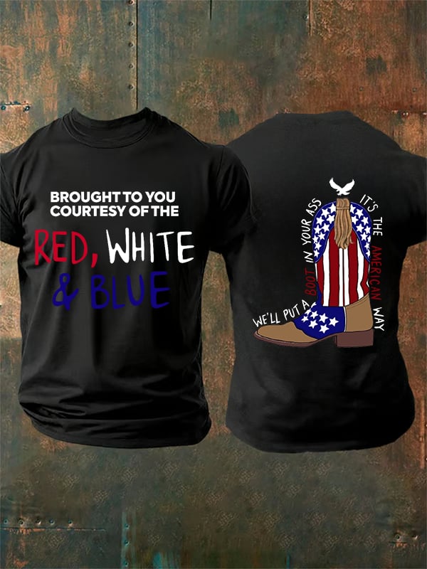 Men's RED, WHITE & BLUE Print T-Shirt