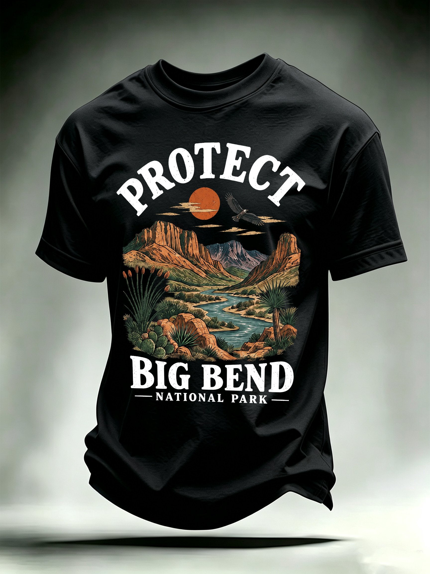 Men's Protect Big Bend National Park, Scenic Desert Landscape T-Shirt