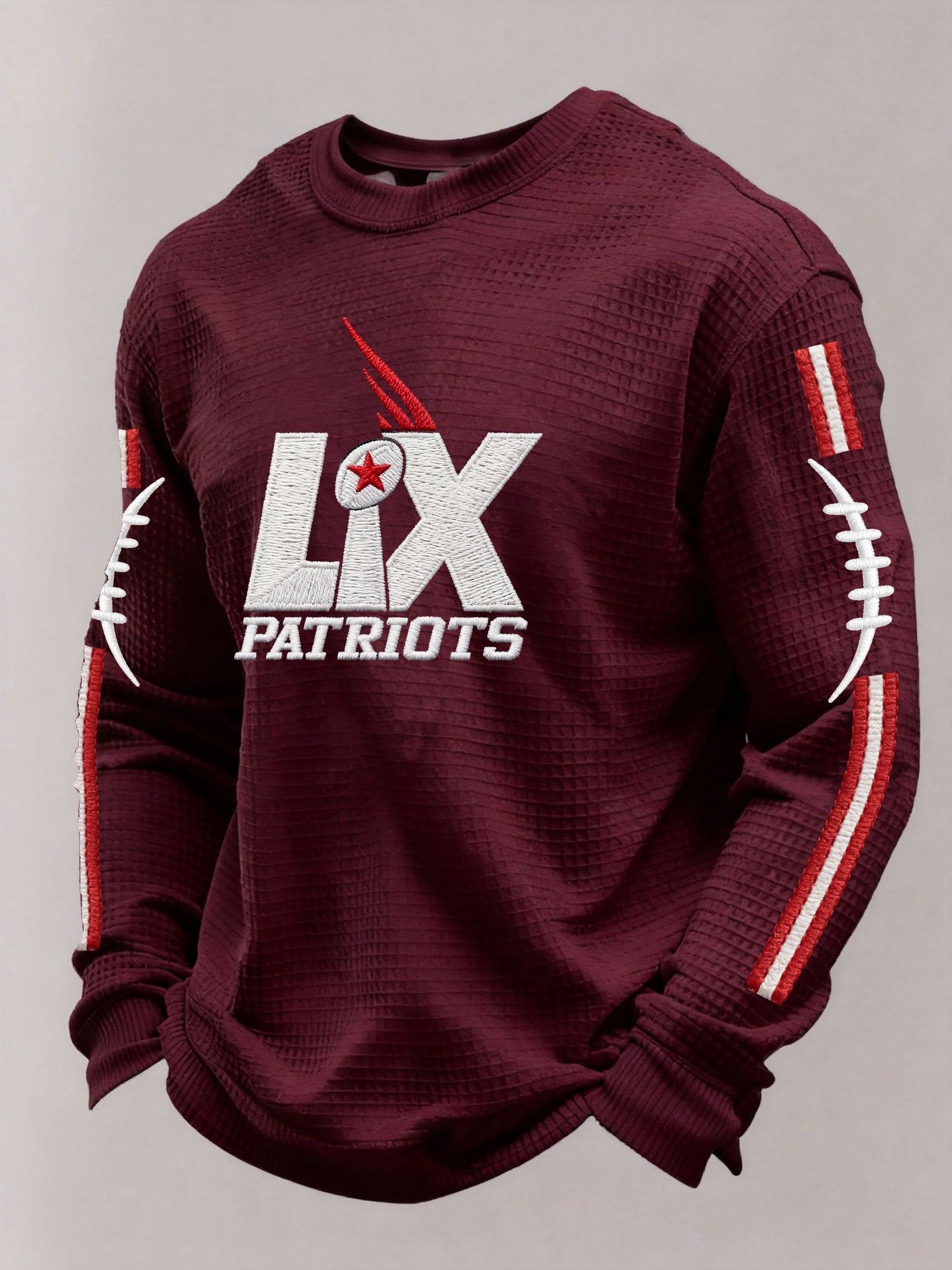Men’s Football Graphic Waffle Knit Long Sleeve Crewneck T-Shirt