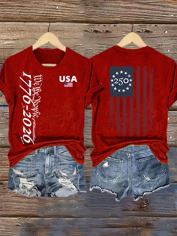 Women's USA 250TH Print Crew Neck T-Shirt