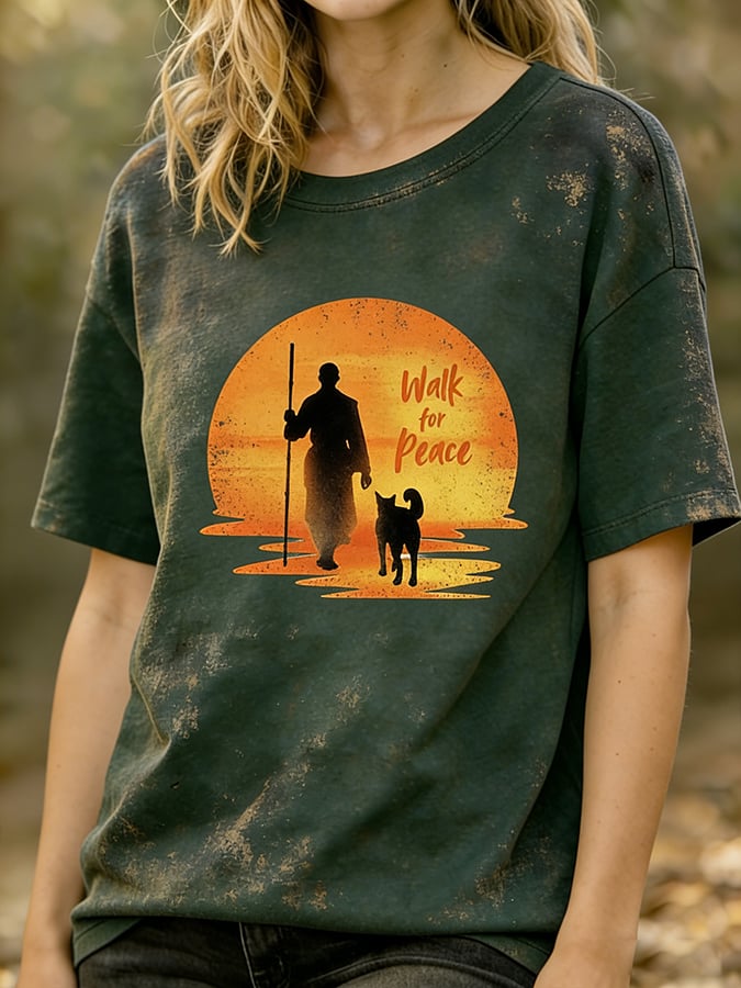 Monks' Peace Walk Event - Women's Short-Sleeve T-Shirt