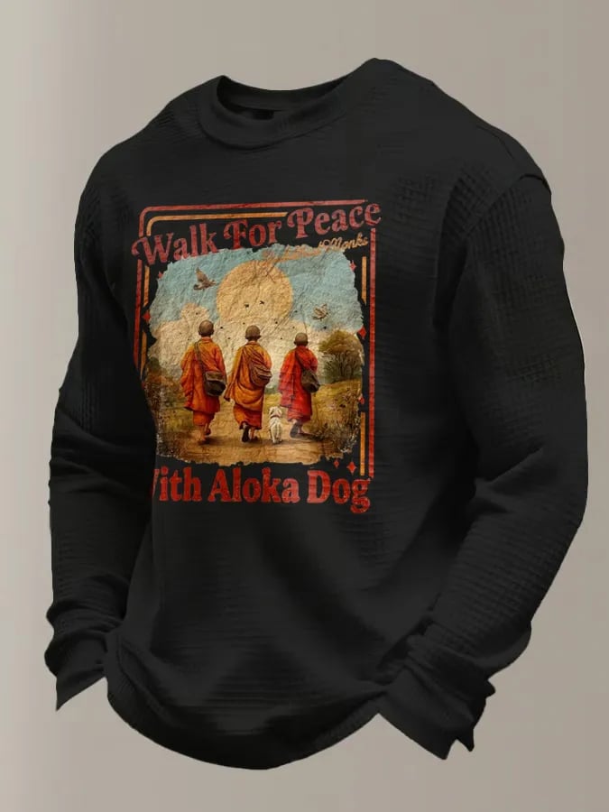 Men's Walk For Peace Printed Casual Long-Sleeved Top