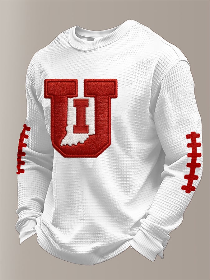 Men's Football waffle fabric long-sleeved T-shirt