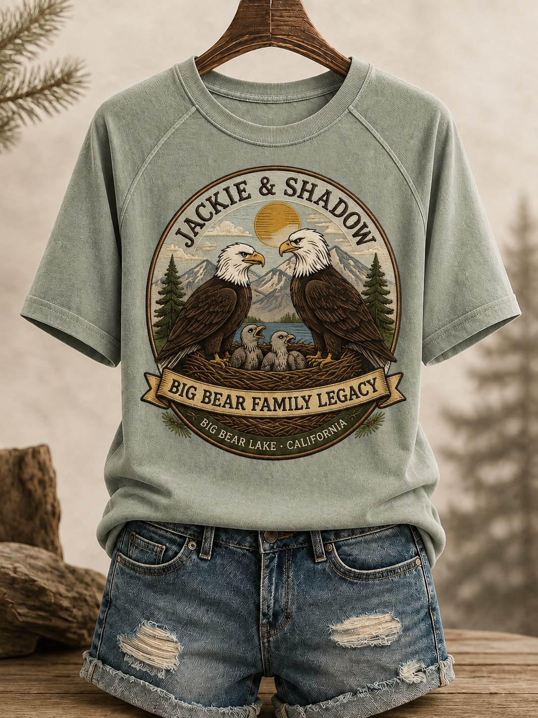 Women's Family Legacy Big Bear Lake California Wildlife Print T-shirt