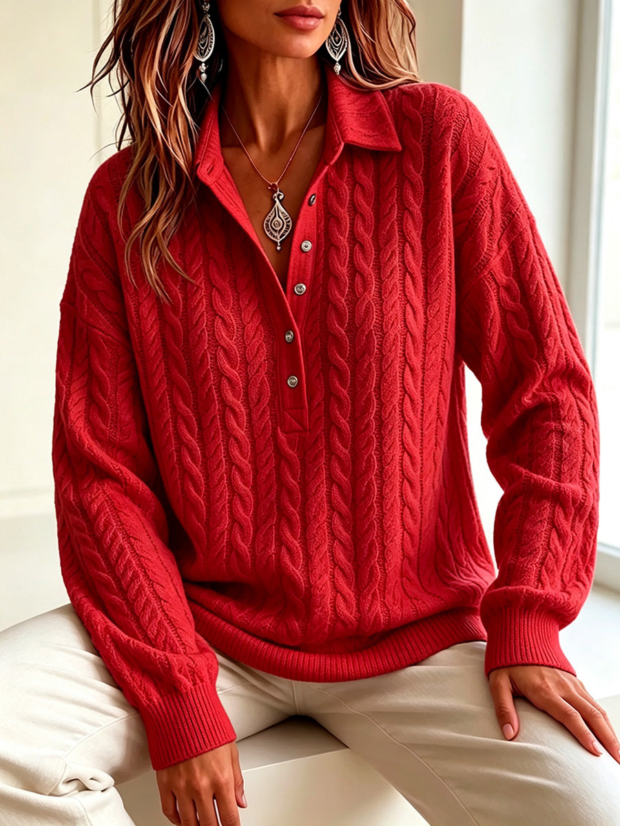 New Arrivals🔥 Timeless Cable Knit Collared Pullover