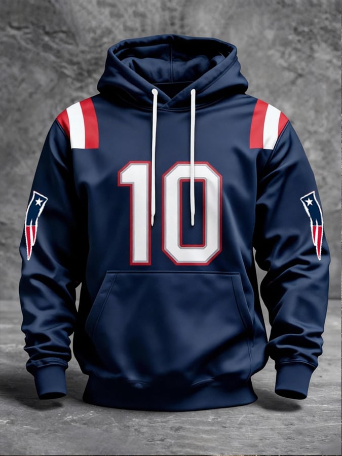 Men's Vintage Patchwork Rugby Hooded Sweatshirt