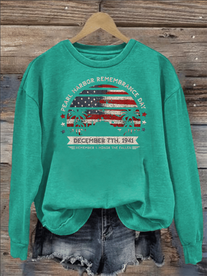🔥Buy 3 Get 15% Off Women's Pearl Harbor Memorial Day Hawaii USA Flag Day of Infamy Sweatshirt