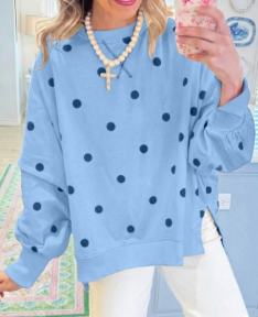 🤲LAST DAY SAVE 49% ⏰Chic Sunshine Yellow & Blue Polka Dot Sweatshirt