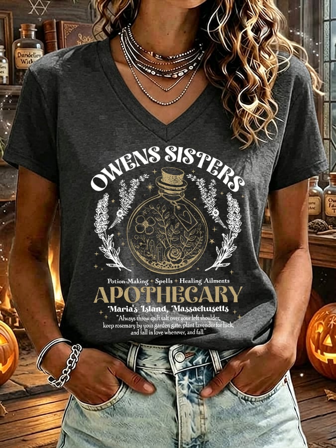 Women's Owens Sisters Apothecary Witch Print T-shirt