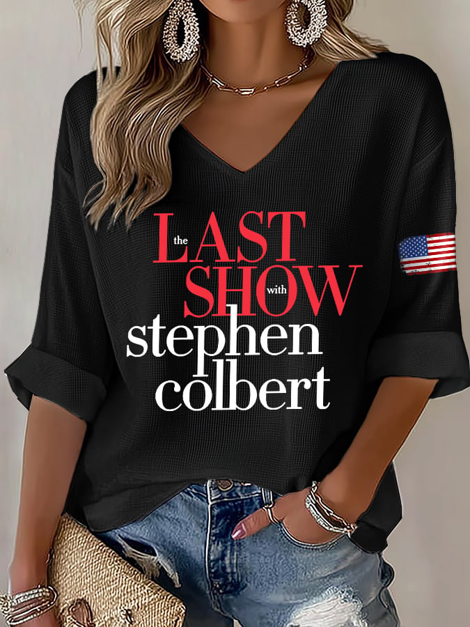 🔥Buy 3 Get 15% Off V-Neck Retro Last Show Print T-Shirt