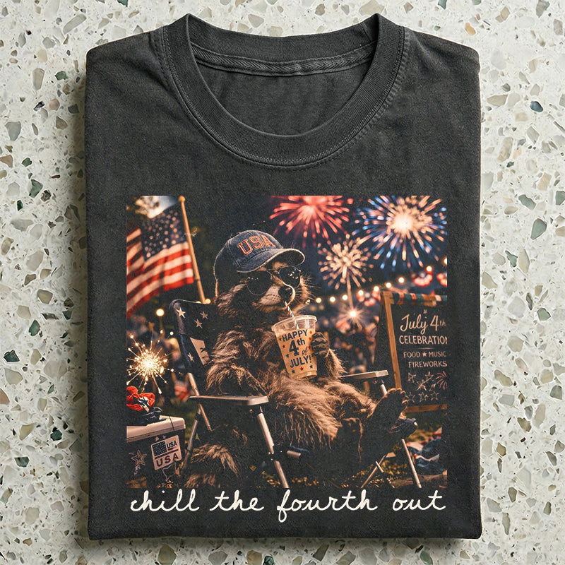 Chill the Fourth Out Raccoon T-shirt