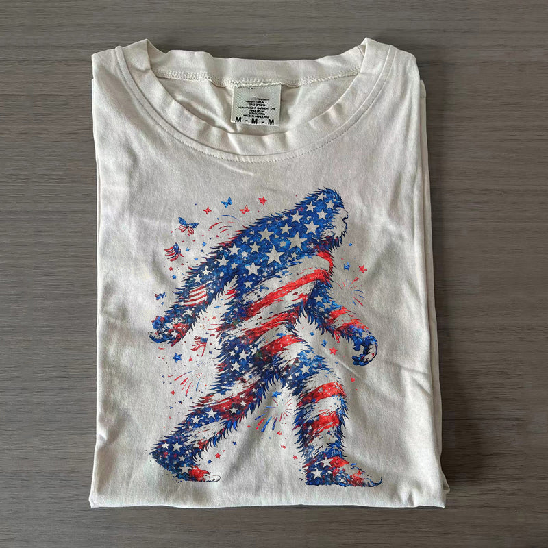 Red White Blue Fireworks Bigfoot T-shirt