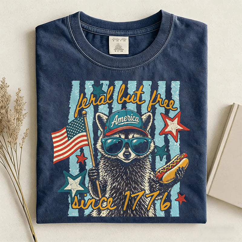 Feral But Free Funny Raccoon T-shirt