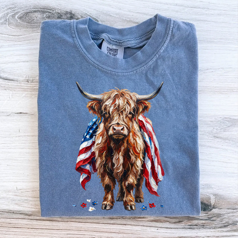 Patriotic Highland Cow T-shirt
