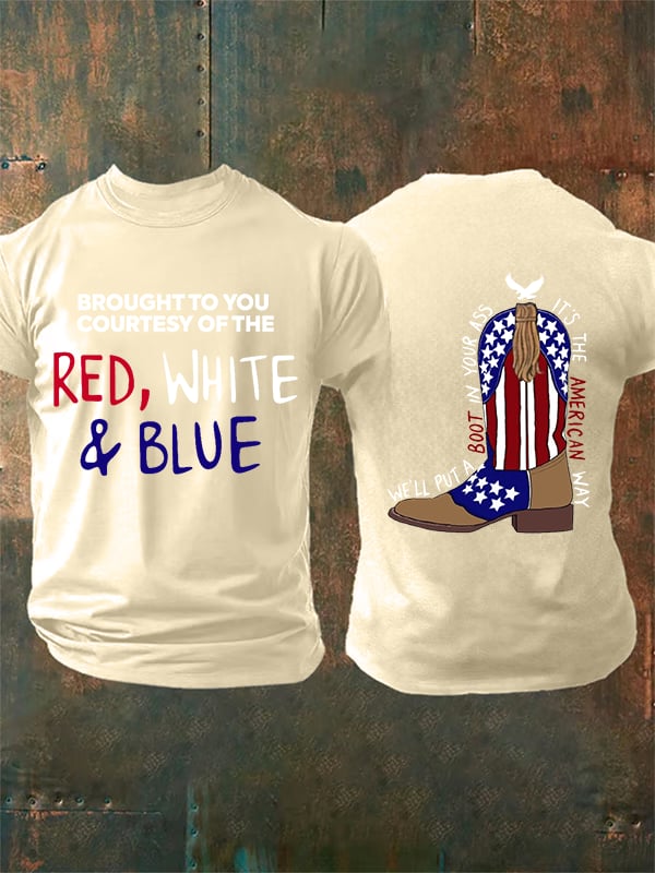 Men's RED, WHITE & BLUE Print T-Shirt