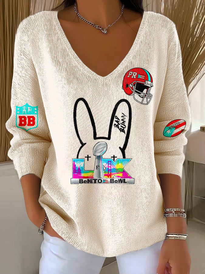 Puerto Rico colorful casual Women's Printed Long Sleeve Top