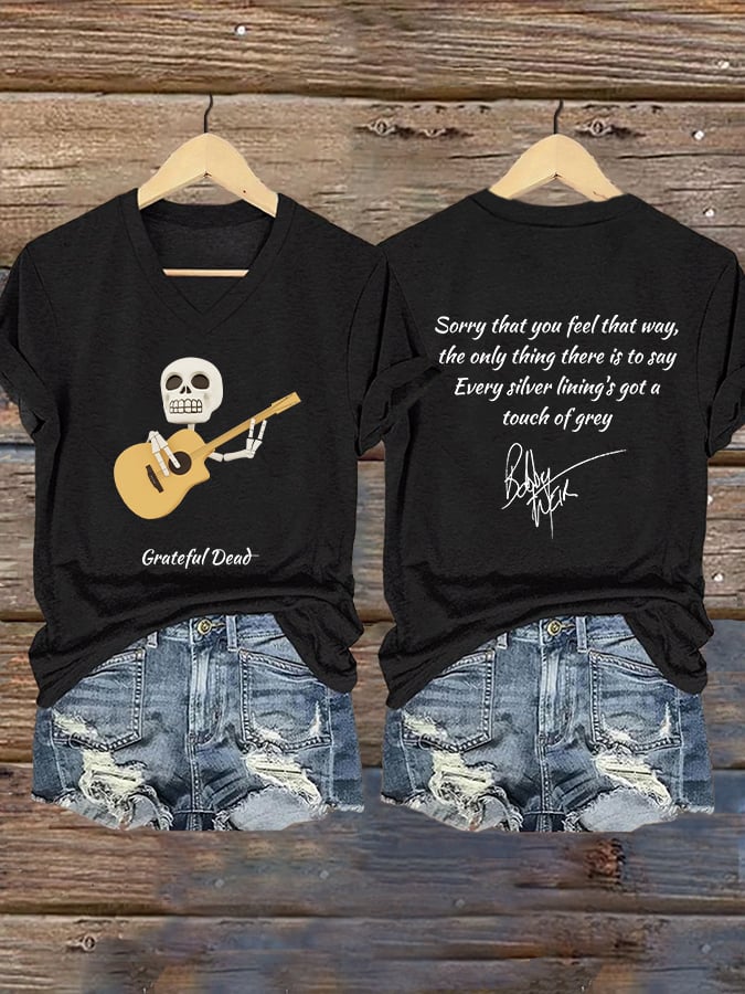 ๐ฅBuy 3 Get 15% Off Women's Vintage Rock Tribute Print V Neck T-shirt