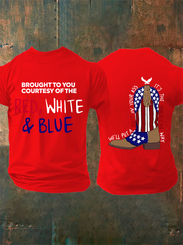 Men's RED, WHITE & BLUE Print T-Shirt