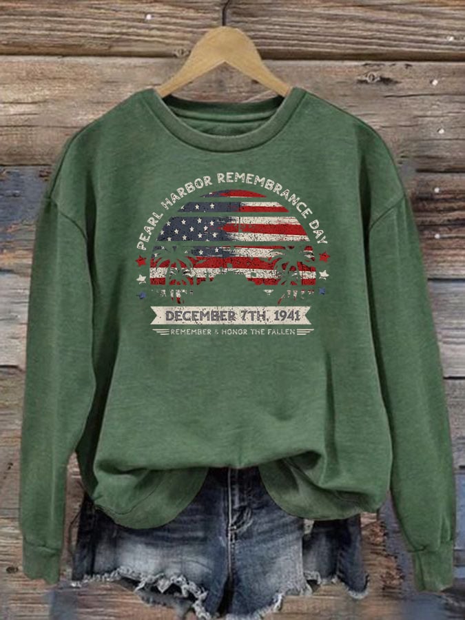 🔥Buy 3 Get 15% Off Women's Pearl Harbor Memorial Day Hawaii USA Flag Day of Infamy Sweatshirt