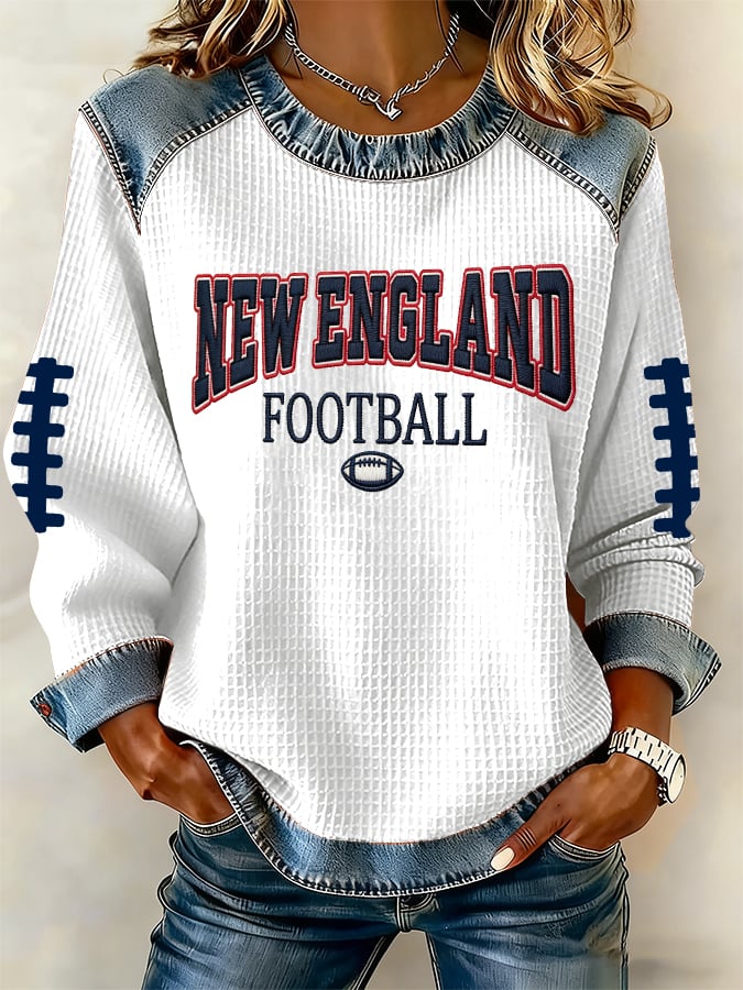 Women's rugby print long-sleeved sweatshirt