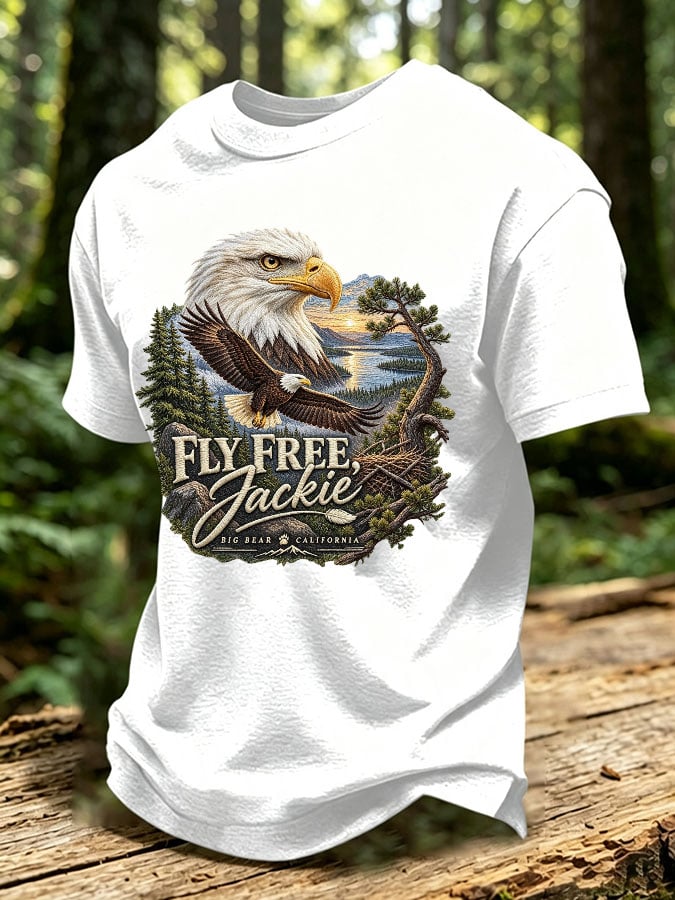 Men's Fly Free Jackie Print Round Neck T-shirt