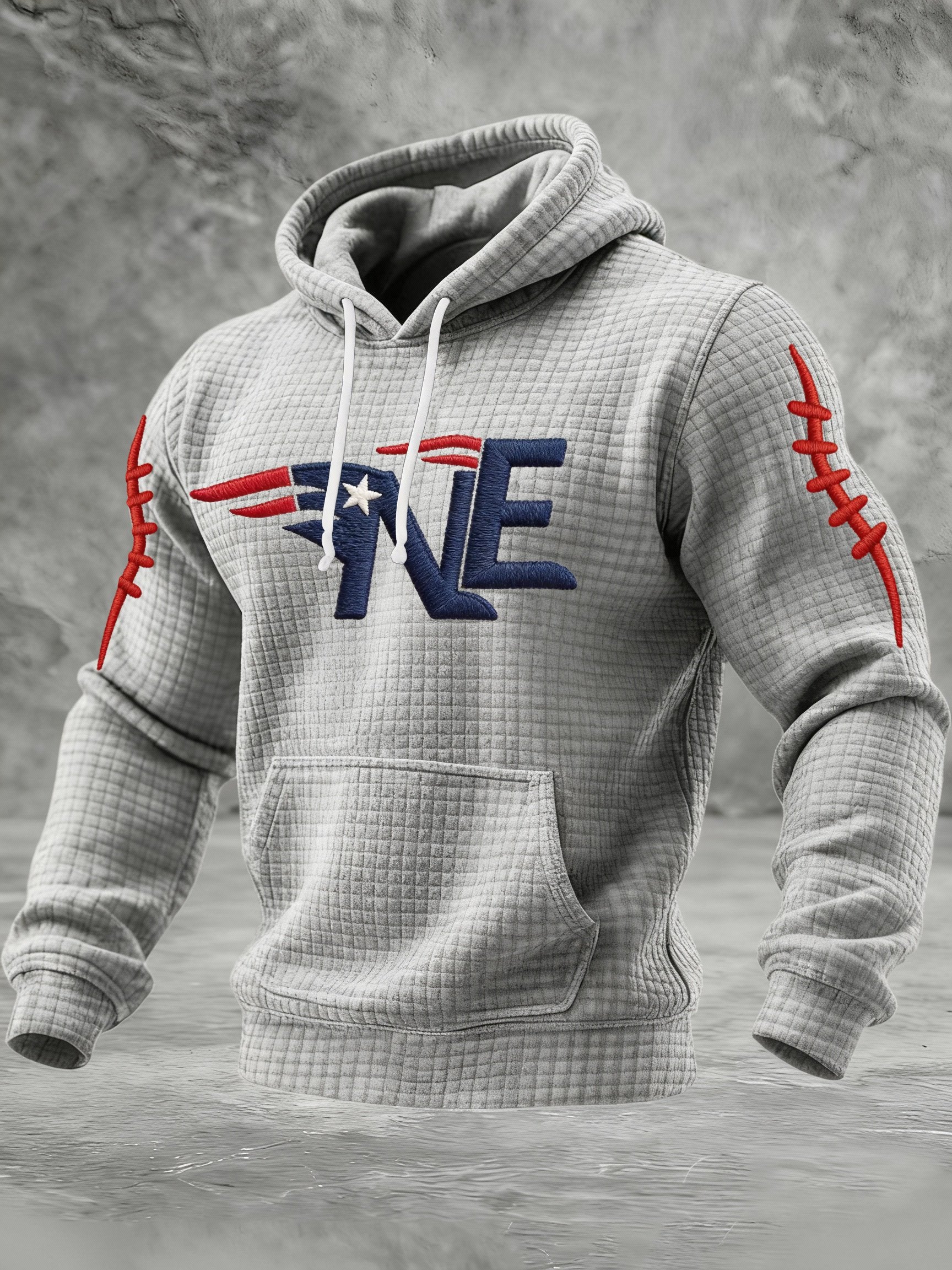 Men’s Football Graphic Plaid Hoodie Sweatshirt
