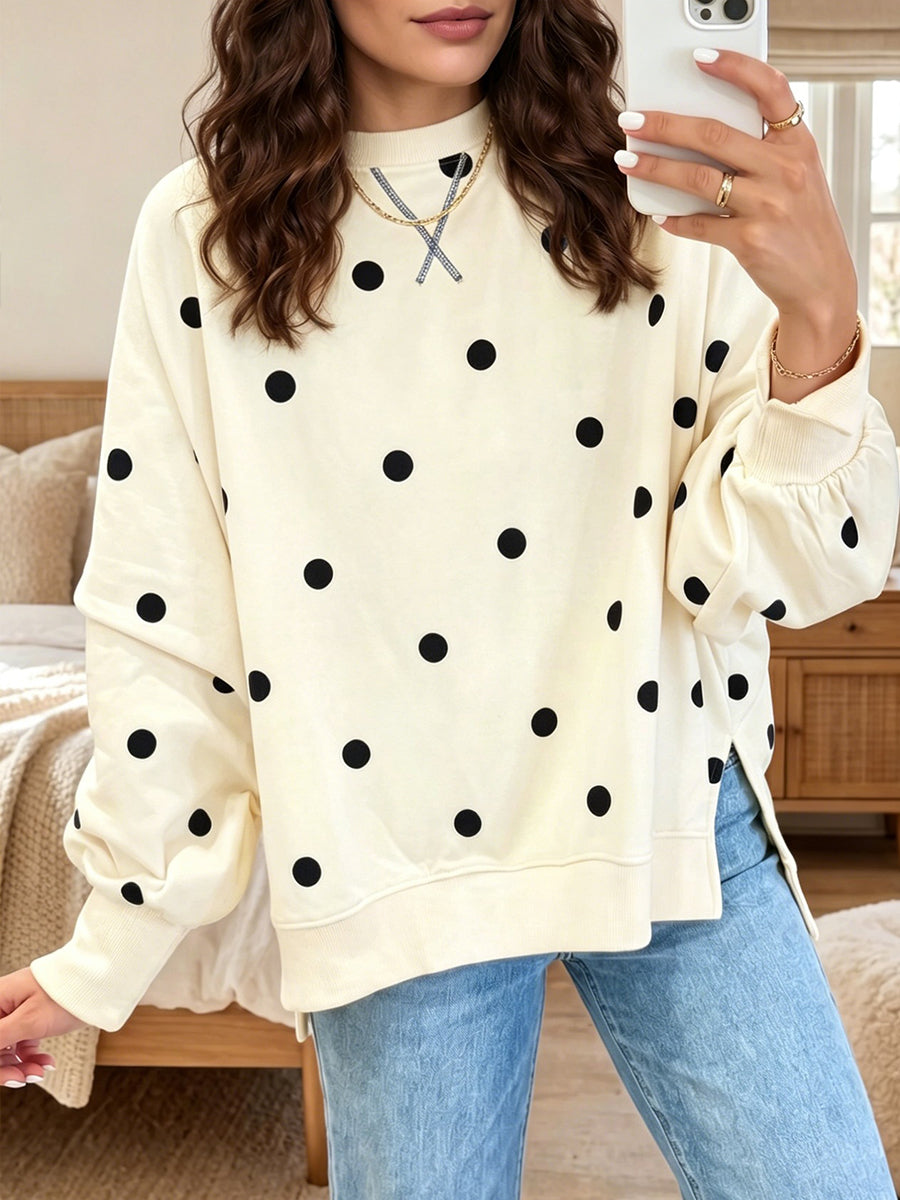 🤲LAST DAY SAVE 49% ⏰Chic Sunshine Yellow & Blue Polka Dot Sweatshirt