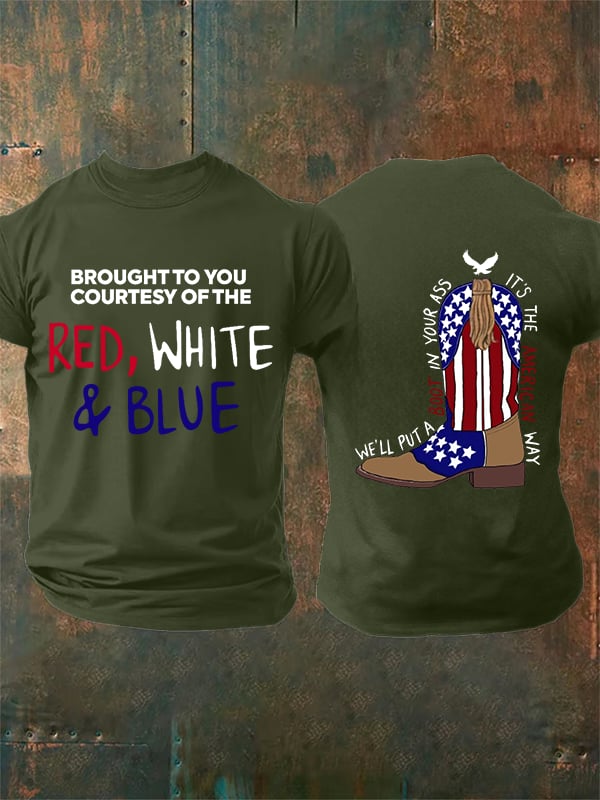 Men's  RED, WHITE & BLUE  Print T-Shirt