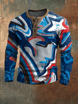 Men's Football Print Henley Top