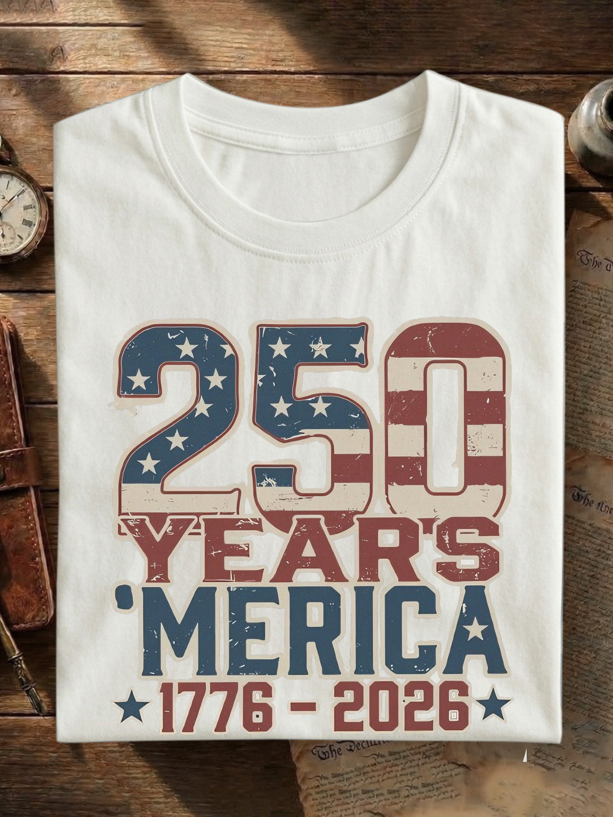 Vintage Usa 250th Anniversary Cotton Short Sleeve T-shirt