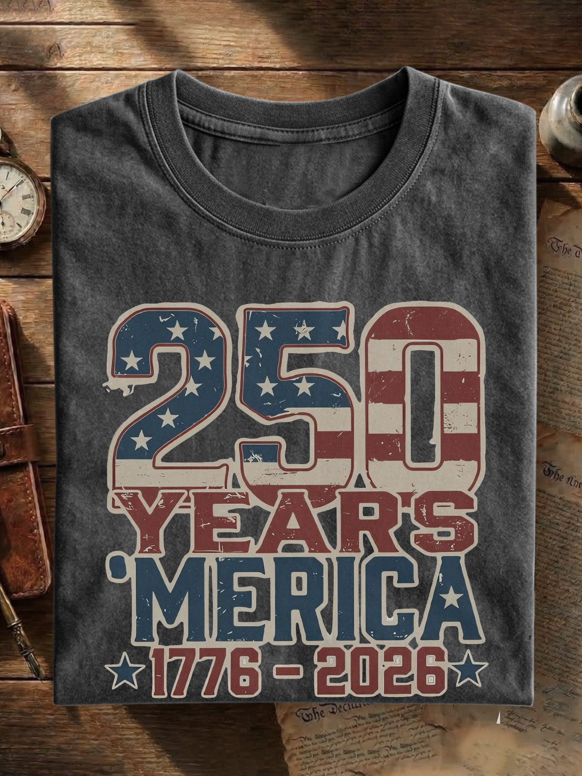 Vintage Usa 250th Anniversary Cotton Short Sleeve T-shirt