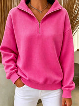 CLEARANCE SALE🔥Women's Waffle Knit Quarter-Zip Sweatshirt