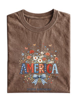 America Flowers Cotton Short-sleeve T-shirt