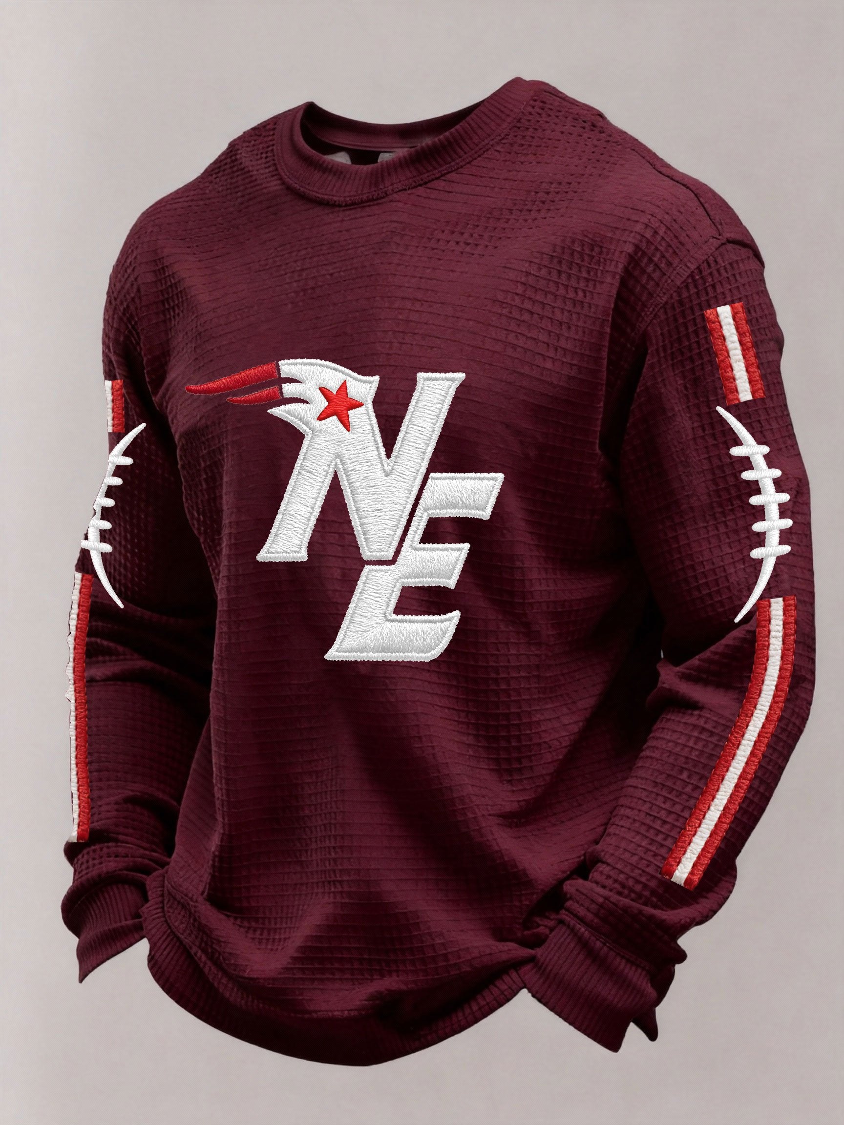 Men’s Football Graphic Waffle Knit Long Sleeve Crewneck  Top