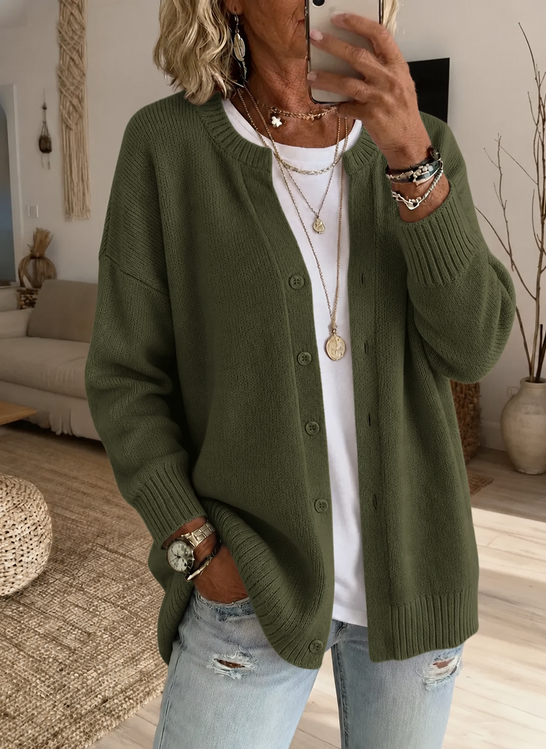 New Arrival 🔥Women’s Cozy Button-Front Knit Cardigan with Relaxed Fit