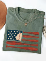 Vintage American Baseball Cotton Short Sleeve T-shirt