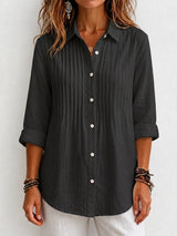 New Arrival 🔥 Women's Solid-color Casual Pleated Cotton-linen Shirt