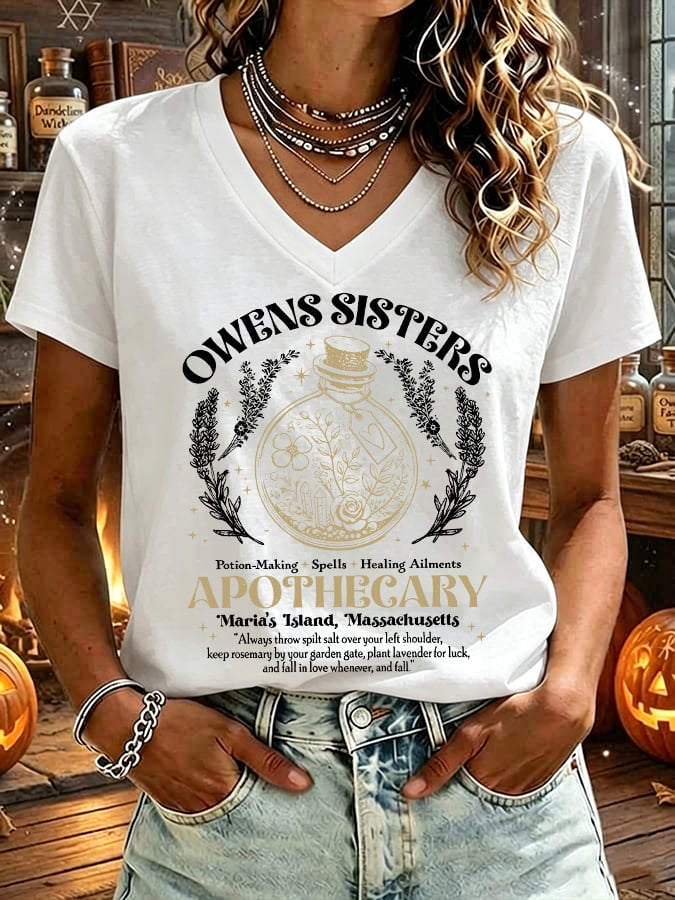 Women's Owens Sisters Apothecary Witch Print T-shirt