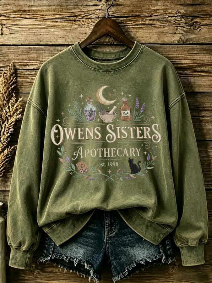 Women's Owens Sisters Apothecary Witch Print Casual Sweatshirt