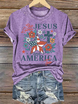 Women's She loves JESUS and AMERICA Printed T-Shirt