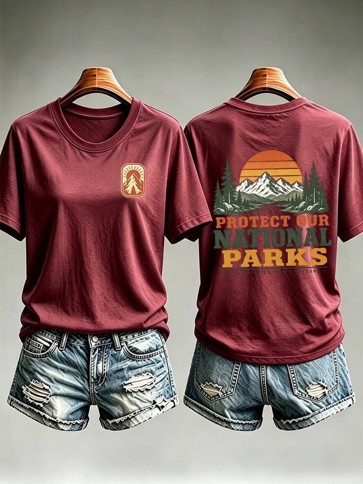 Women's  Protect Our National Parks Shirt, Mountain Camping T-Shirt