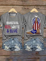 Women's  RED, WHITE & BLUE Print T-Shirt