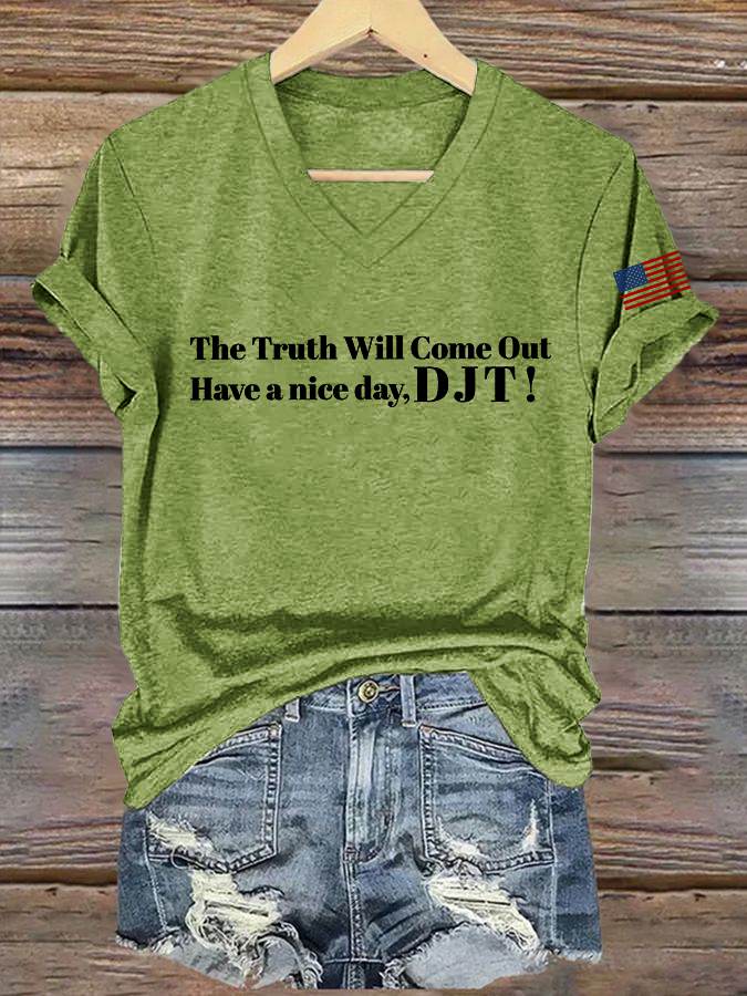 🔥Buy 3 Get 15% Off🔥Women's Have A Nice Day Print V Neck T-shirt