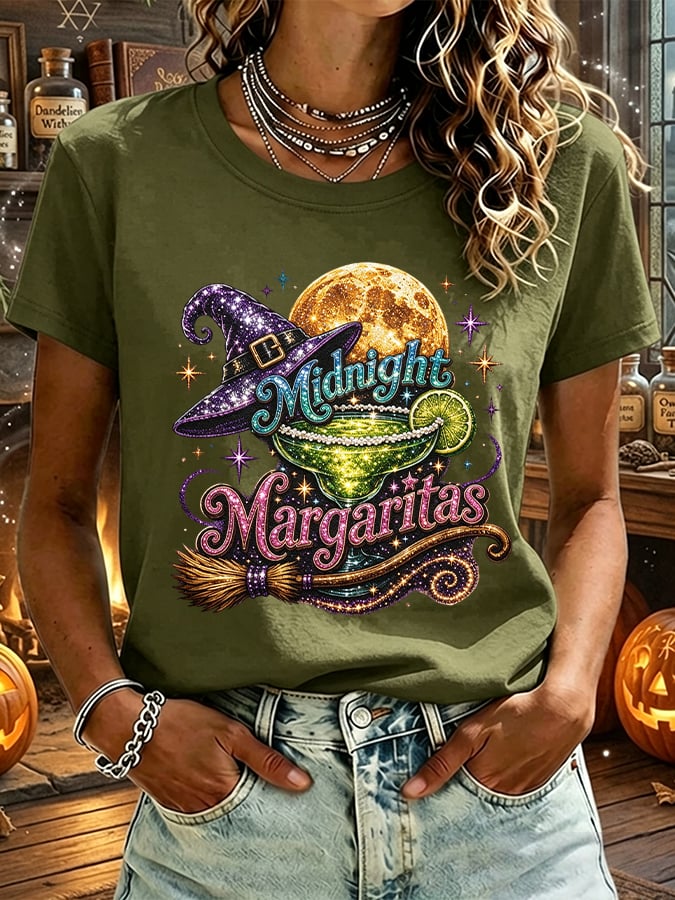 Women's Midnight Margaritas Print Casual T-shirt