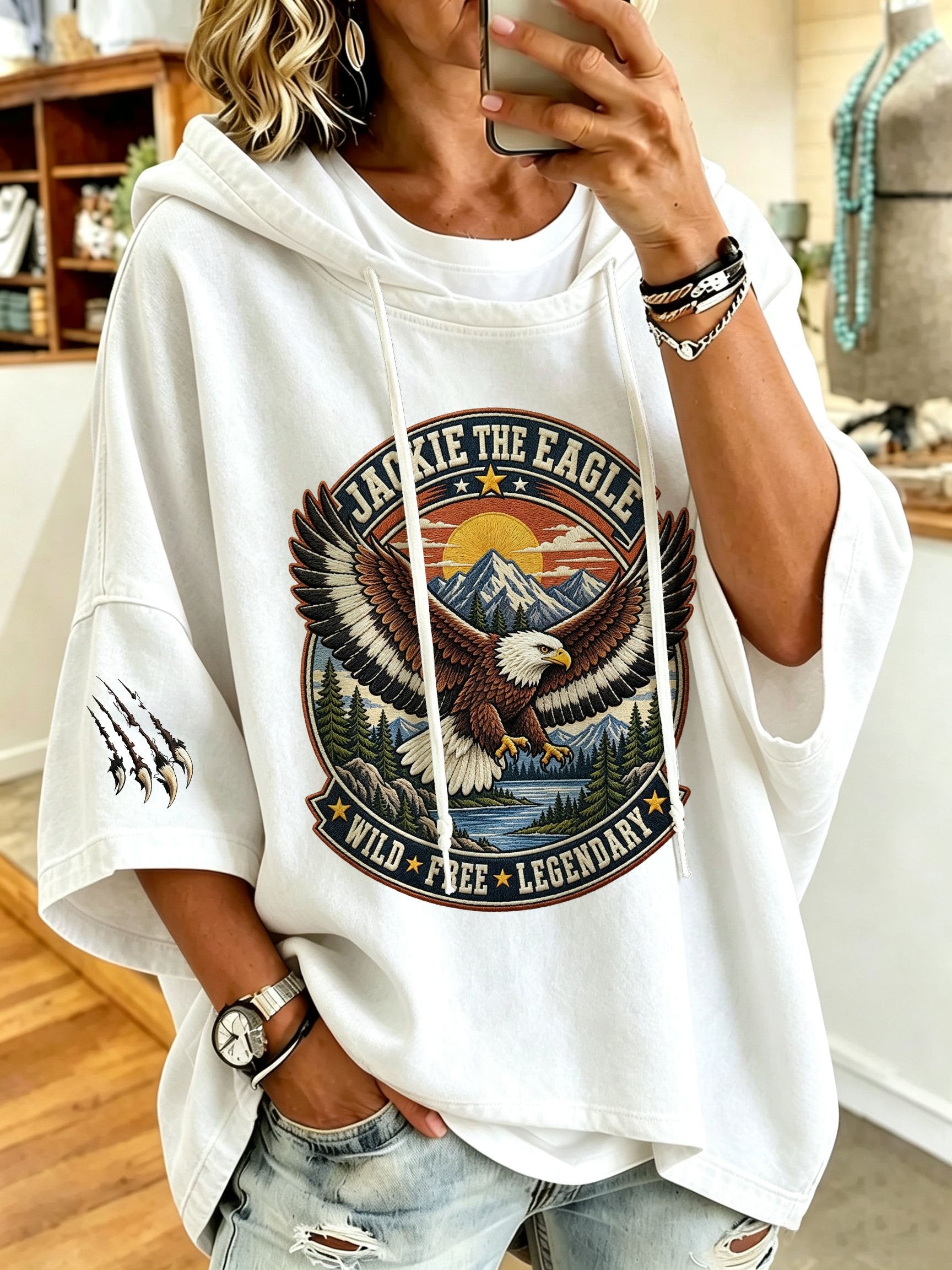 Women's Jackie Forever Our Queen Print Hooded Sweatshirt