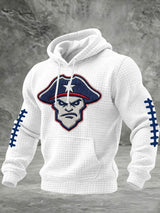 Men's Football Print Checkered Fabric Hooded Sweatshirt